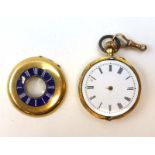 An 18ct yellow gold cased open face fob watch,