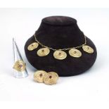 A suite of 1970's Sante Privitera 18ct yellow gold jewellery of Etruscan design comprising a