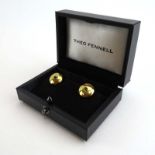 A pair of Theo Fennell 18ct yellow gold ear studs of disc form,