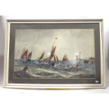 Thomas Bush Hardy (1841-1894), Sailing boats at a bustling harbour, signed, watercolour,