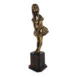 Phoebe Stabler, a brass figure modelled as a young girl, on a rosewood base,