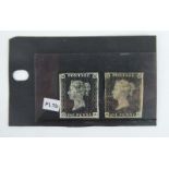 Two 1840 Penny Black postage stamps,