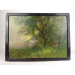 Joubert, Cattle in a woodland setting, signed, oil on artists' board,