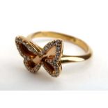 A Messika of Paris 18ct yellow gold 'Ajoure' ring in the form a butterfly and set small diamonds,