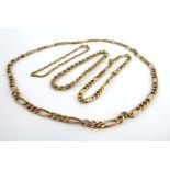 A 9ct yellow gold figaro link necklace and matching bracelet and a 9ct yellow gold ropetwist
