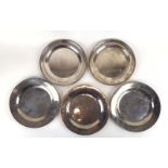 A group of three 19th century pewter plates,