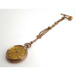 A late 19th/early 20th century ladies 9ct yellow gold cased fob watch,