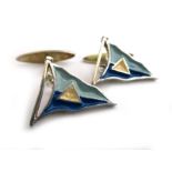 A pair of silver and enamelled cufflink's for the Little Ship Club,
