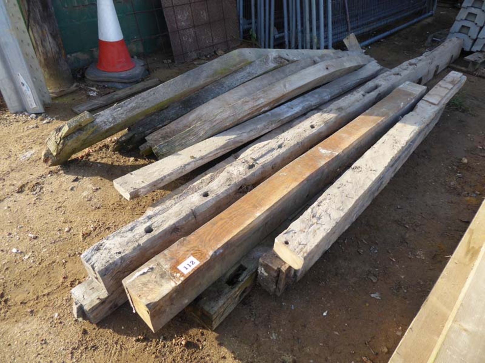 Qty of reclaimed oak and elm beams, trusses etc