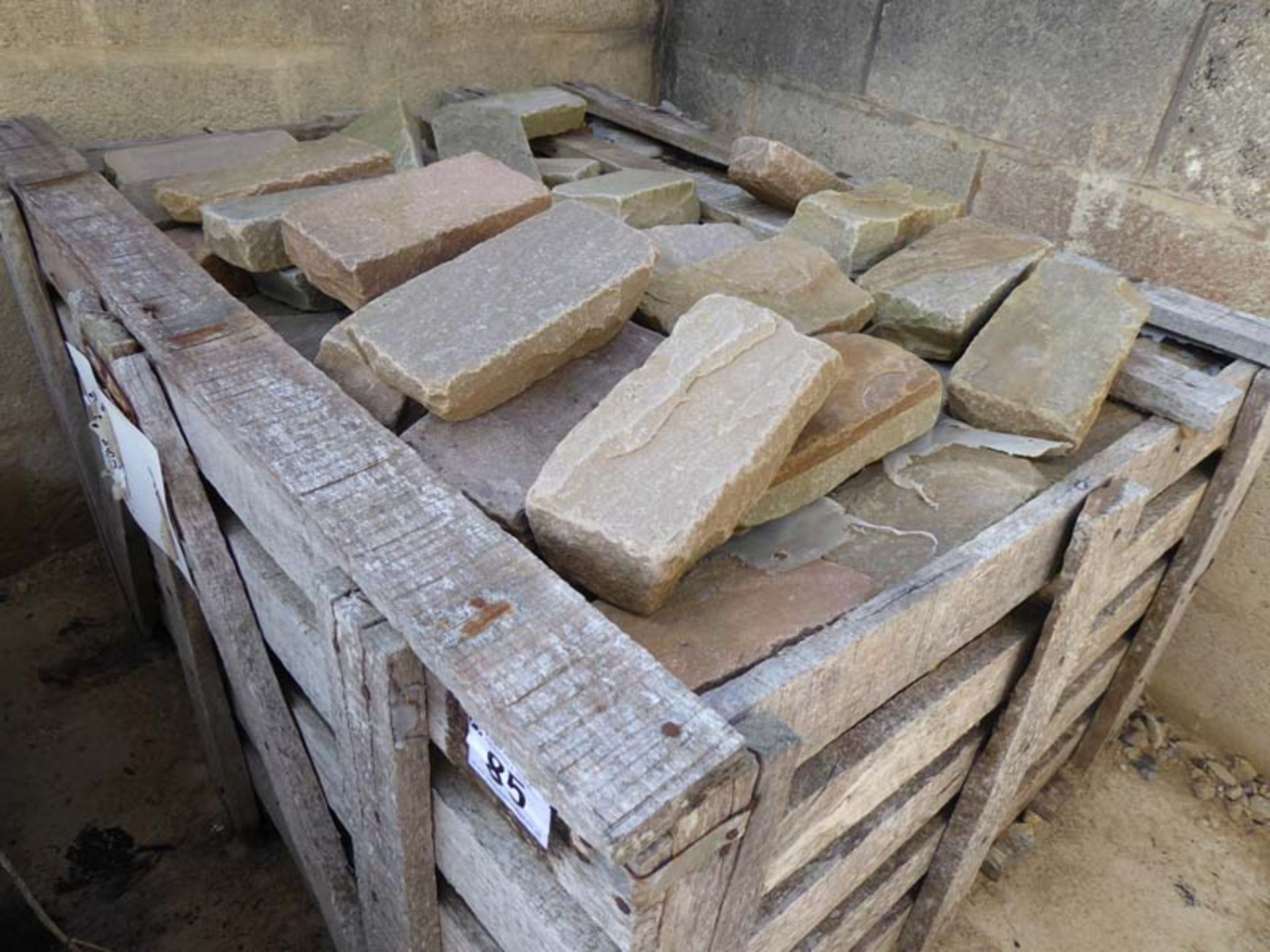 Stillage of York stone type paviors