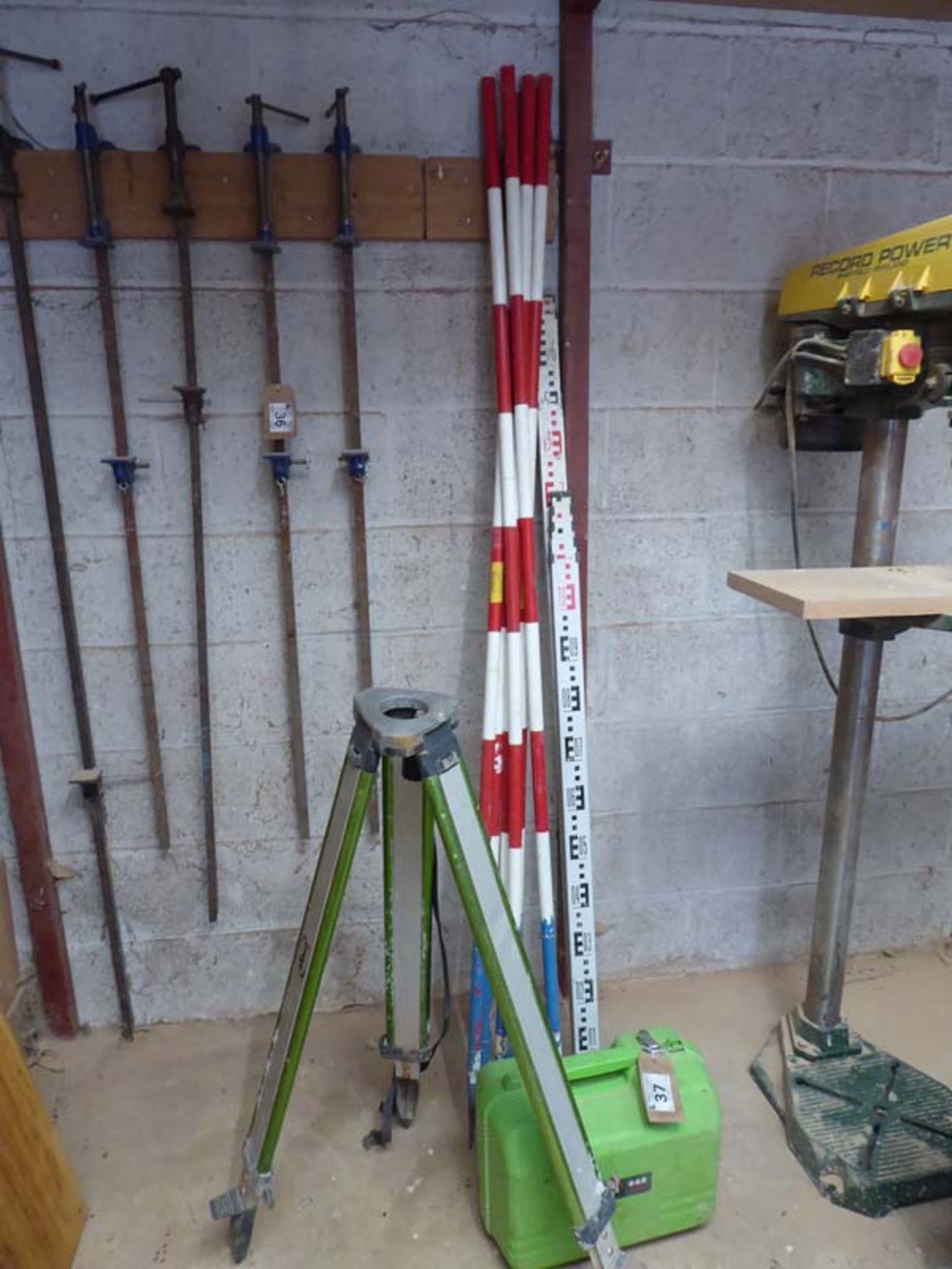 Imex 66R rotating laser level with tripod, ranging rods and 2 staffs