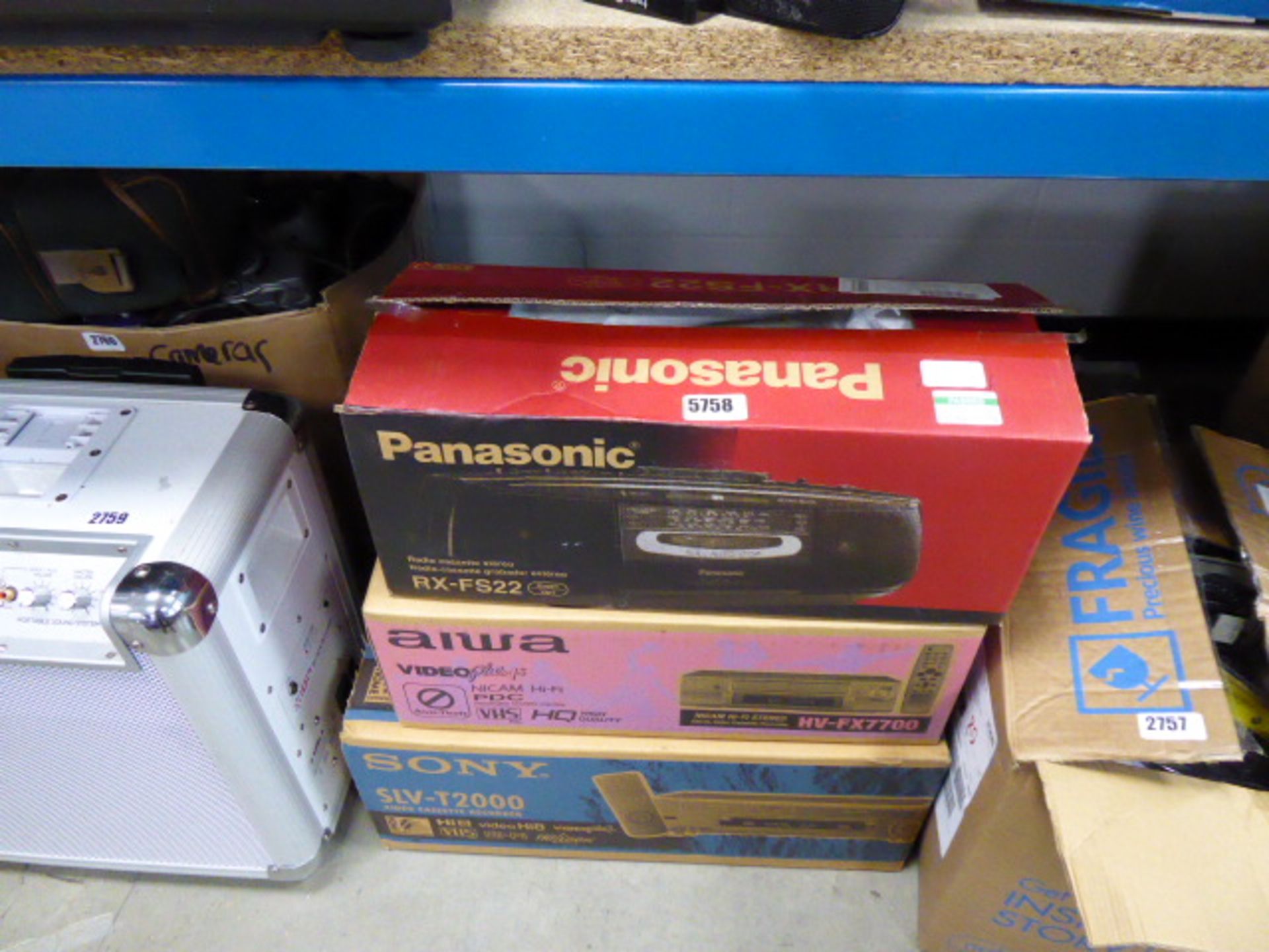 (78) Panasonic portable hifi, Aiwa video player and Sony video cassette player