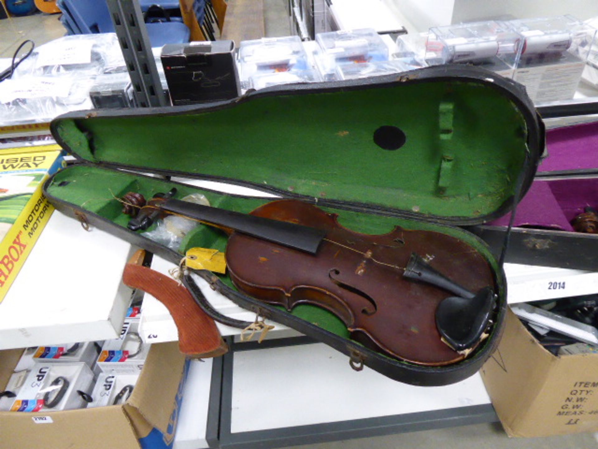 Cased violin