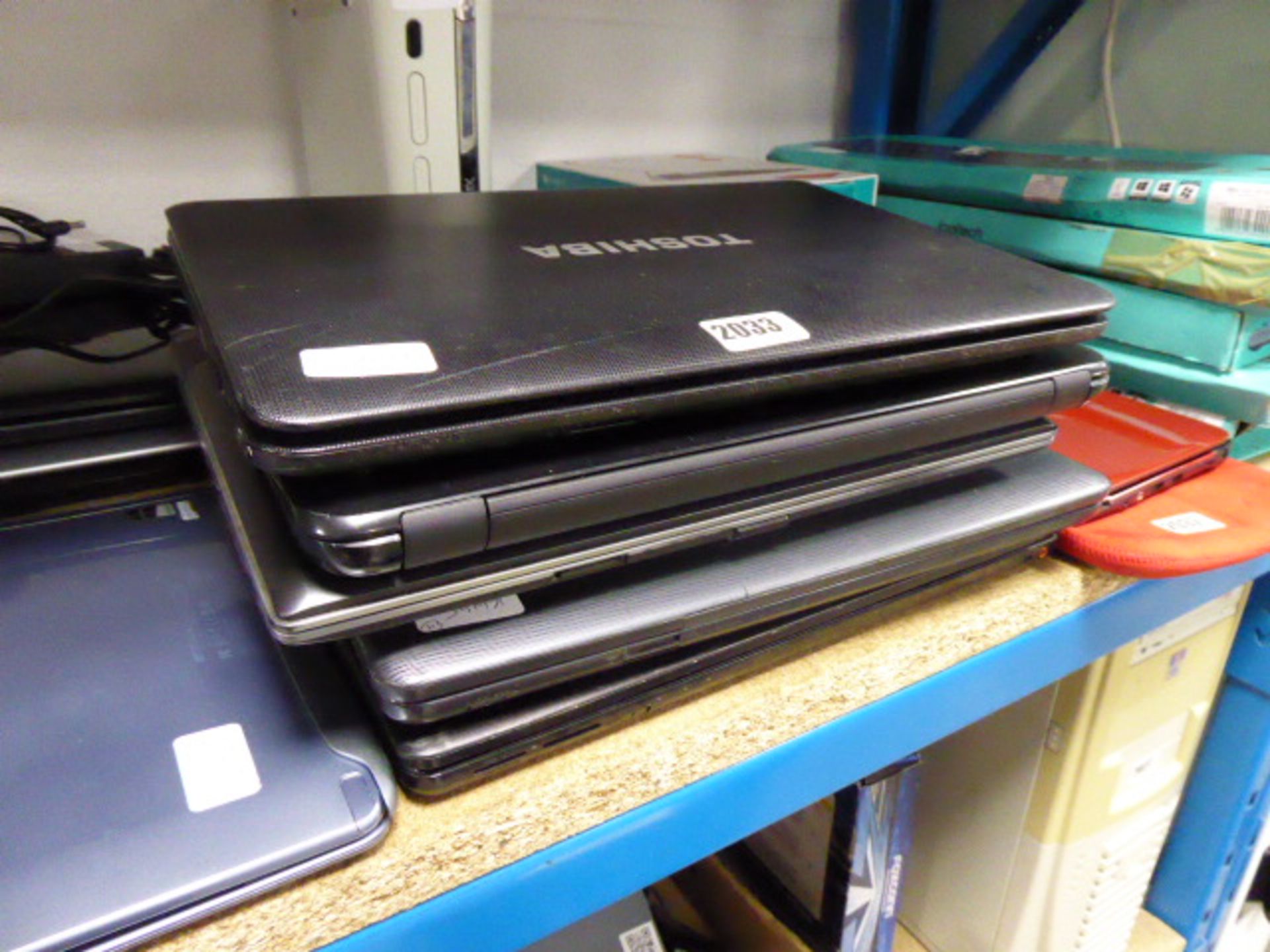 Five various laptops with spares and repairs, Toshiba, HP, Asos