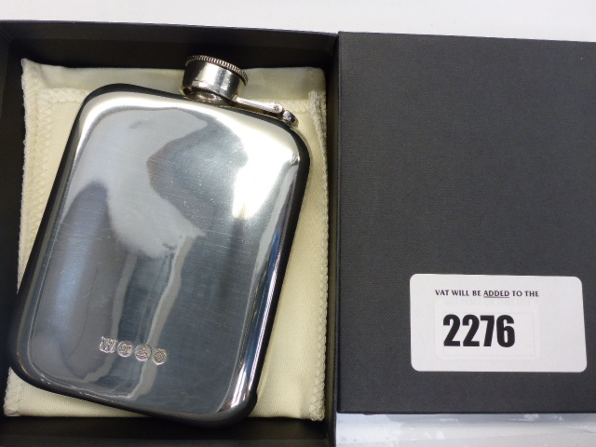 Pewter hip flask with box