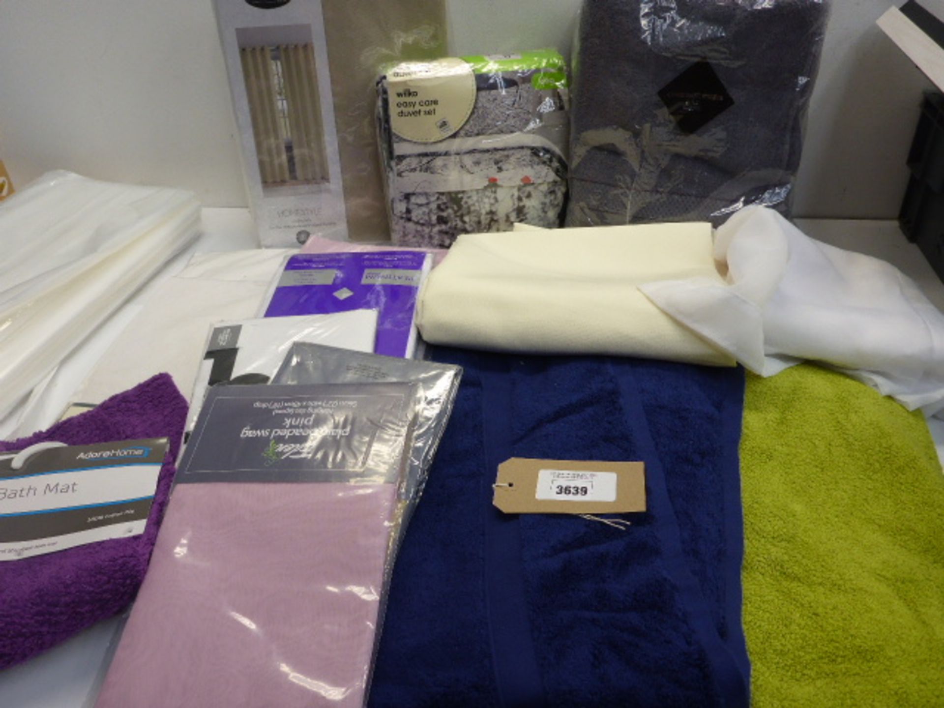 Bath sheets & towels, Double duvet set, Eyelet curtains, net curtain, bedding etc
