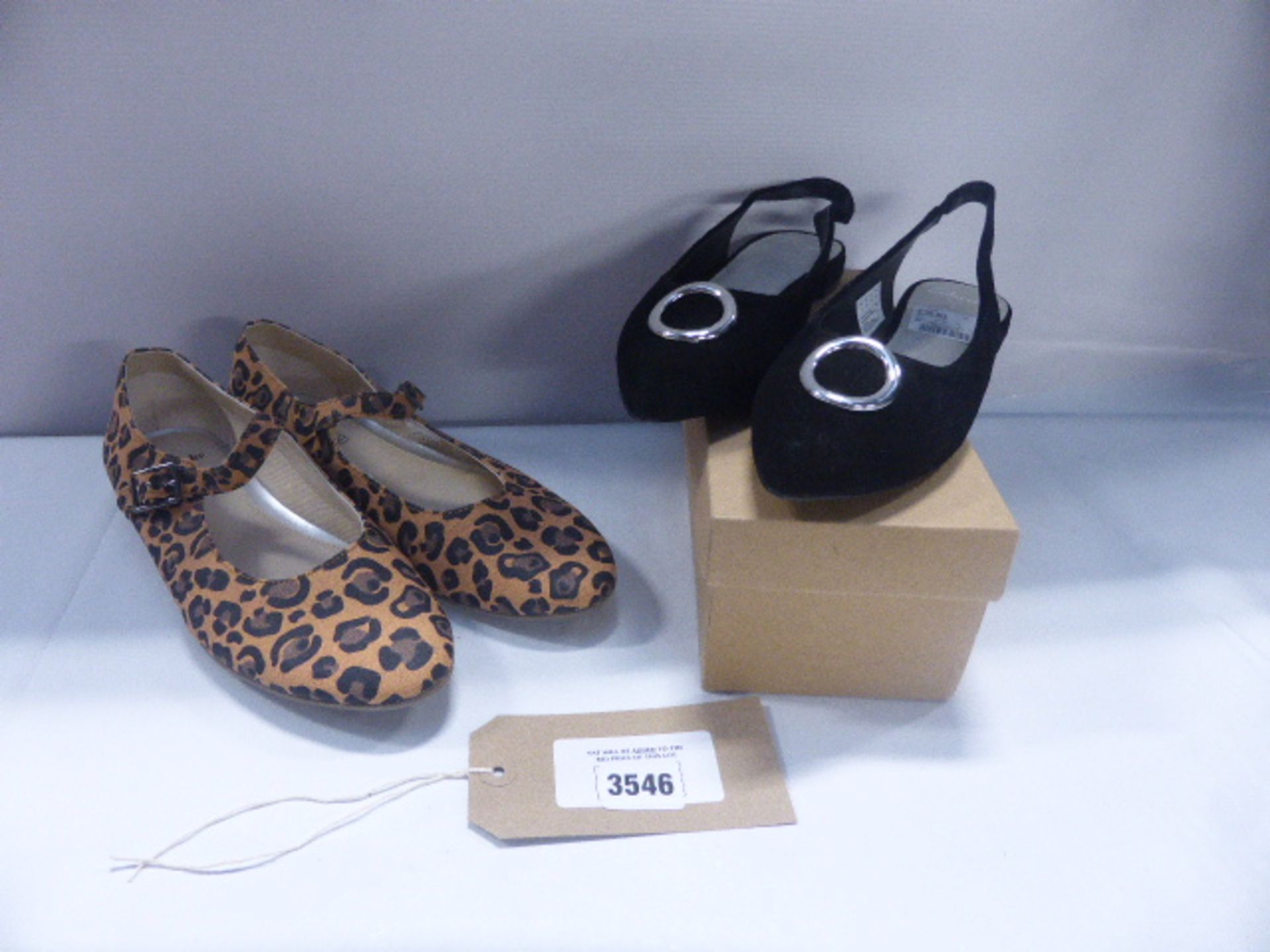 Clarks Leopard Print Strap Shoes Size 4.5 and Clarks Black Suede Strap Shoe Size 4