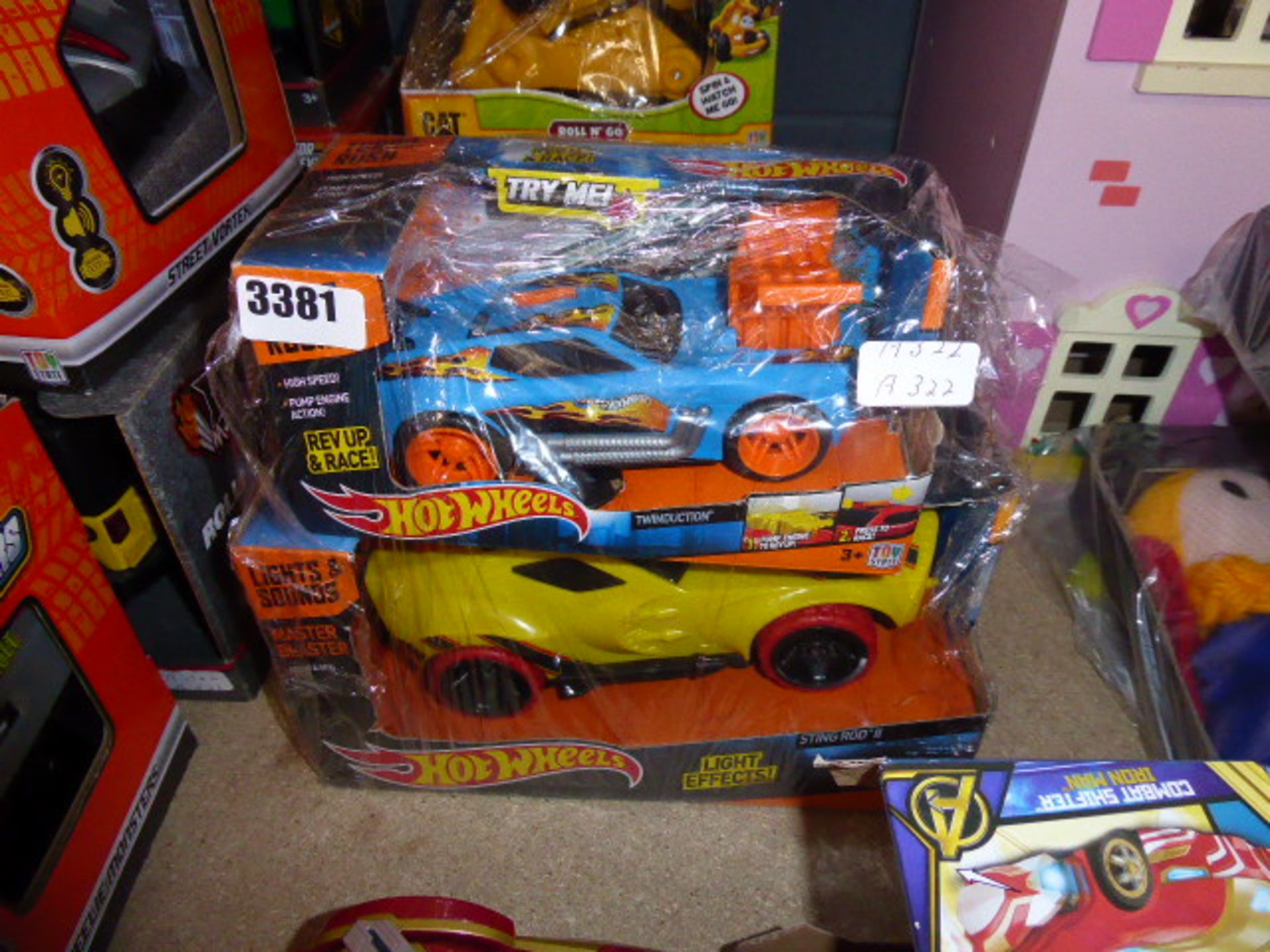 Two Hot Wheel cars