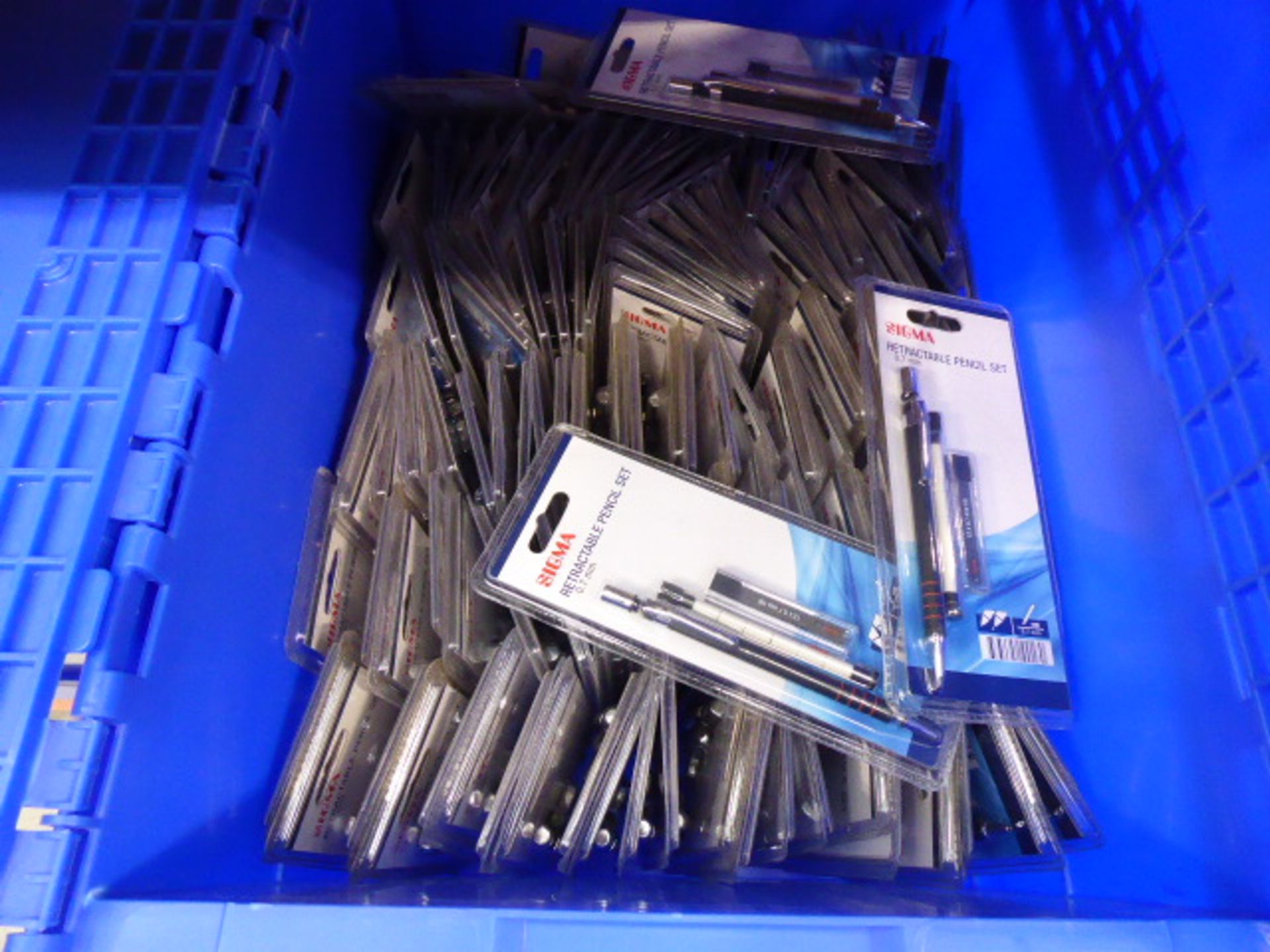 Box containing a large quantity of Sigma retractable pencil sets