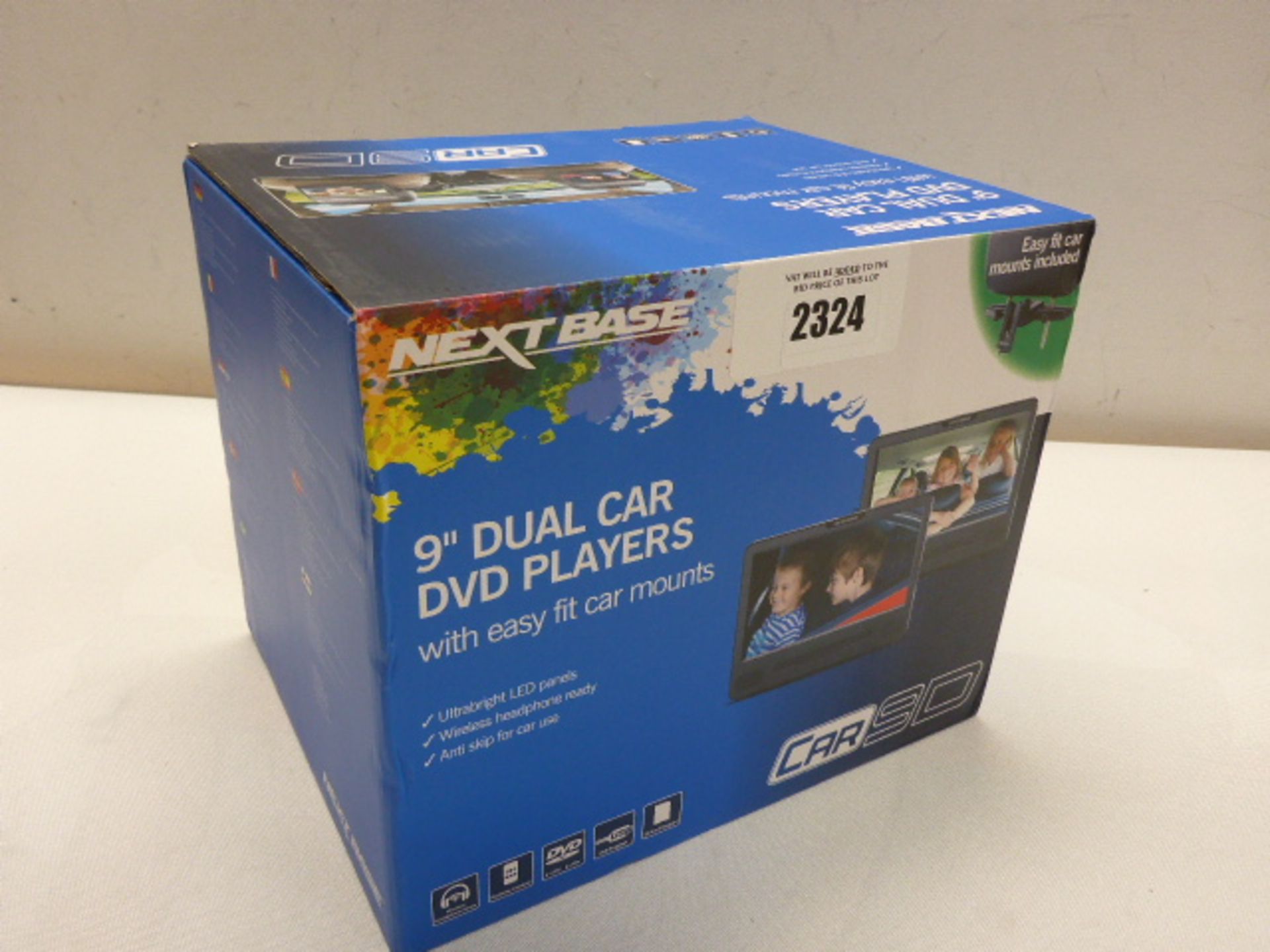 Next Base in car 9'' dual dvd player set boxed.