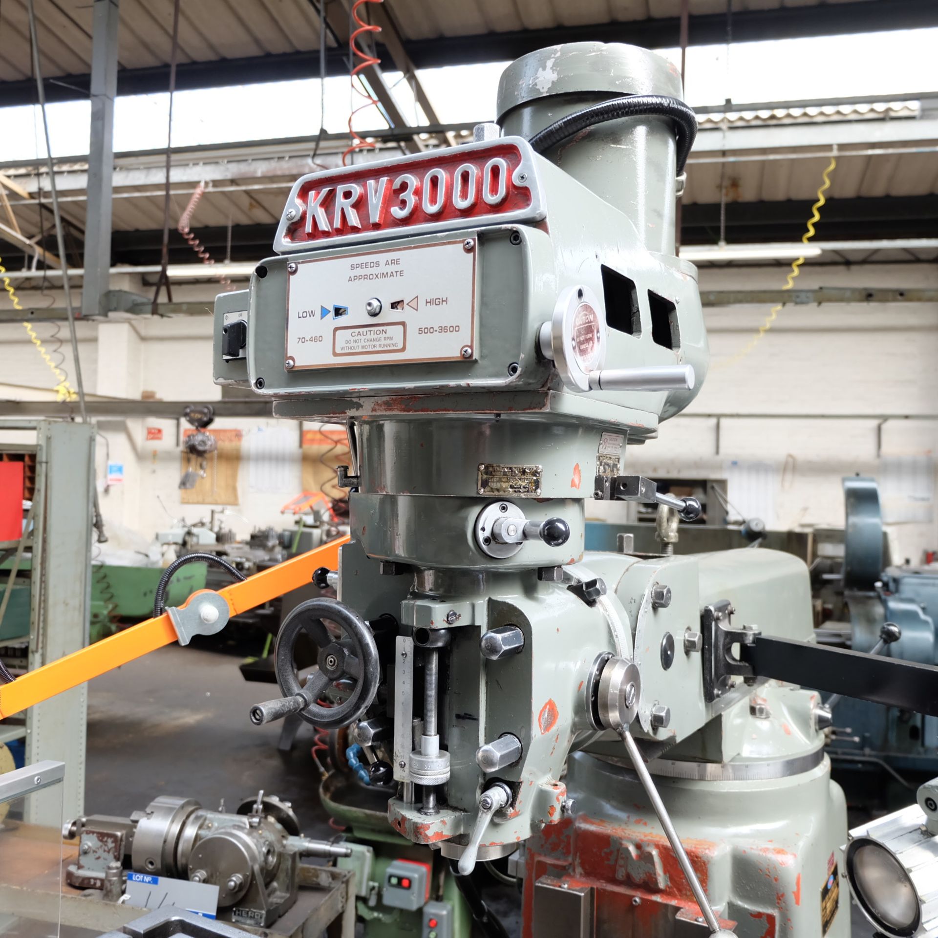 An XYZ KRV3000 Vertical Turret Head Milling Machine No.6056, 48in x 12in table with Acu-Rite - Image 3 of 5