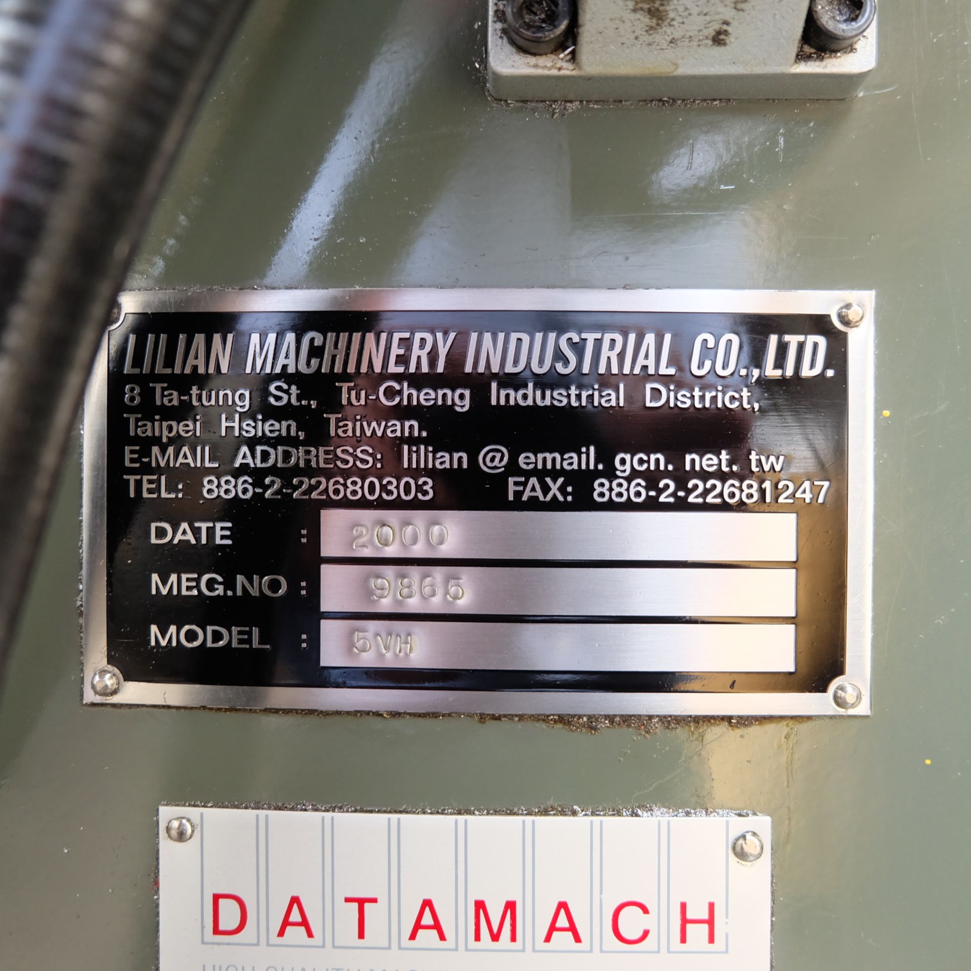 A LILIAN Model 5VH CNC Vertical Turret Head Milling Machine No.9865 (2000), 54in x 10in table - Image 7 of 8
