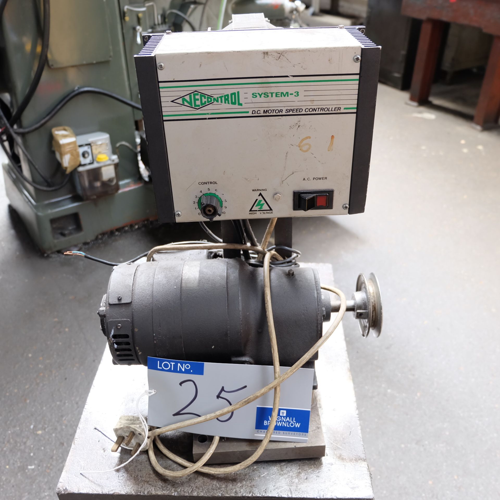 A Motorised Belt Drive with Necontrol System 3 DC Motor Speed Controller (240v) and Stand.