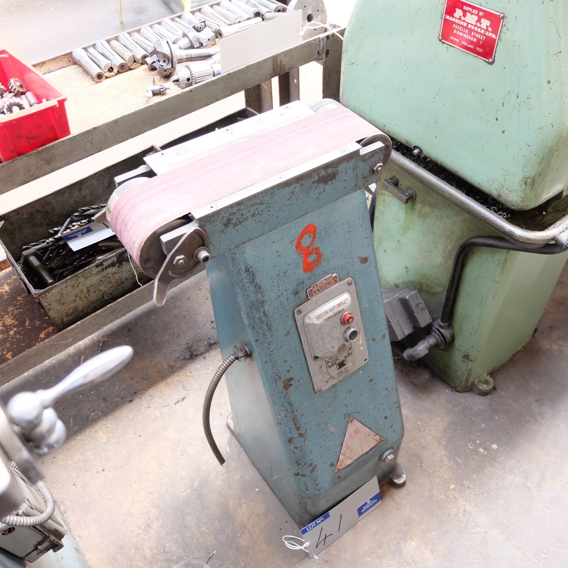 An RJH Pedestal Mounted Belt Linisher, 4in x 10in. - Image 2 of 3