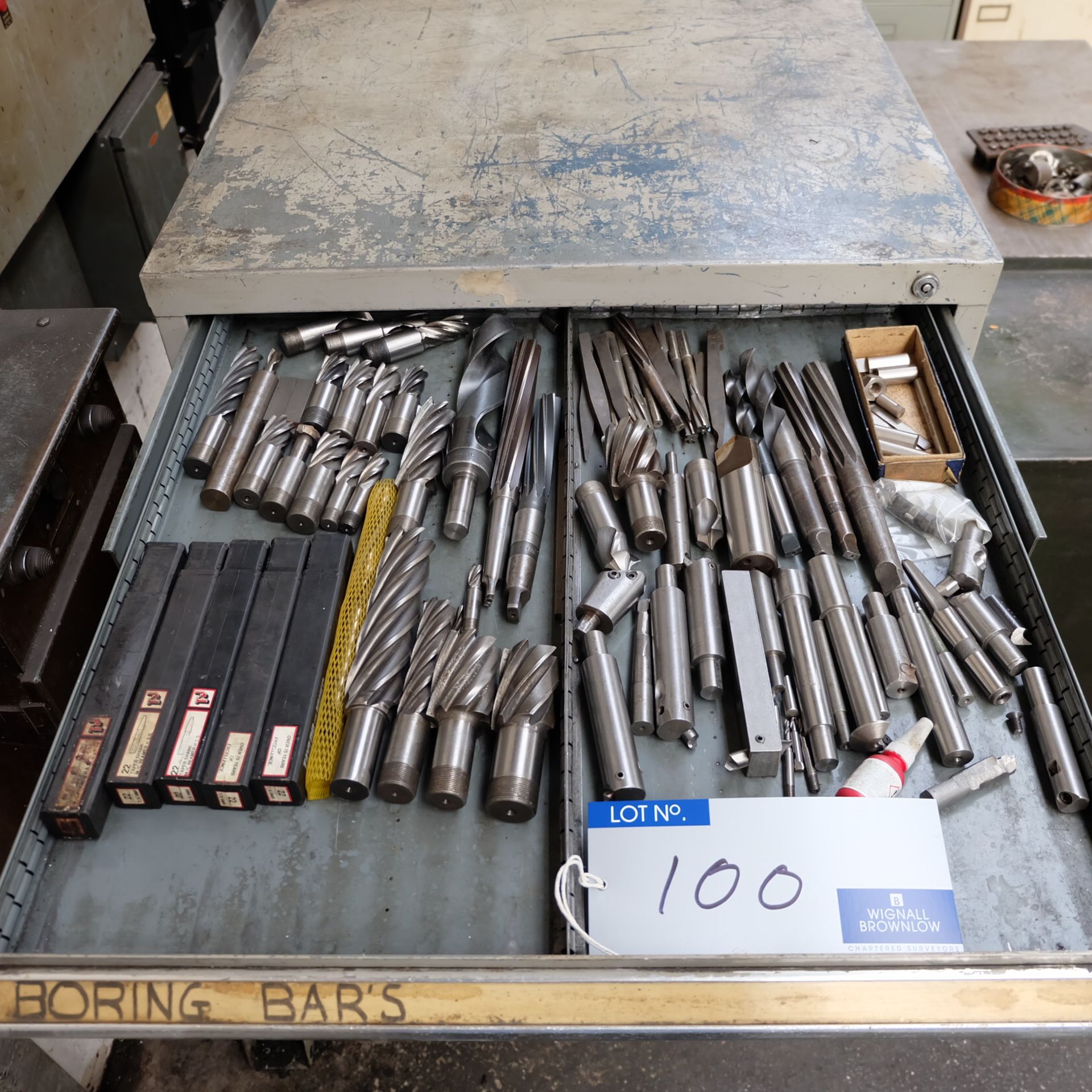 A Quantity of Assorted Boring Bars and Slot Drills in one drawer.