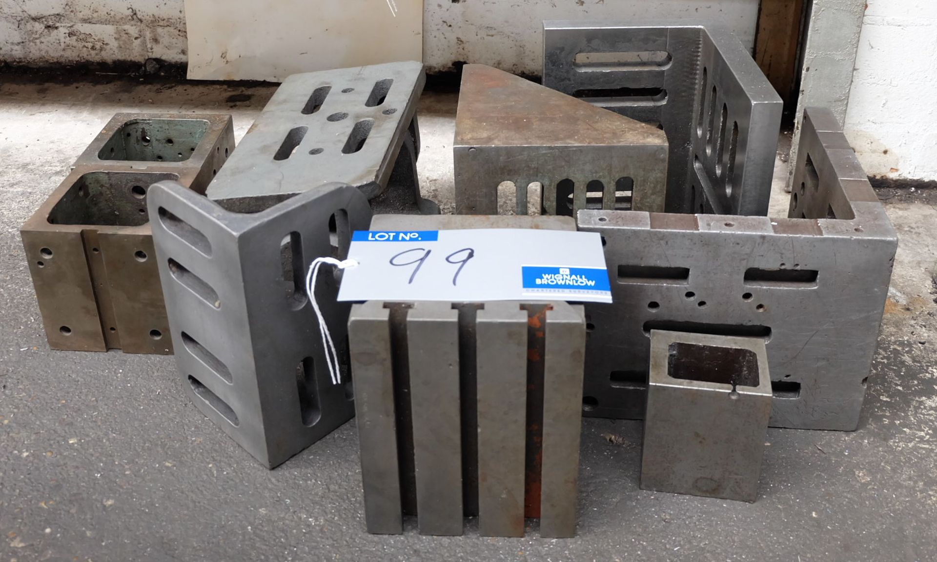 5 Angle Plates, A Swivel Angle Plate and 2 Box Squares.