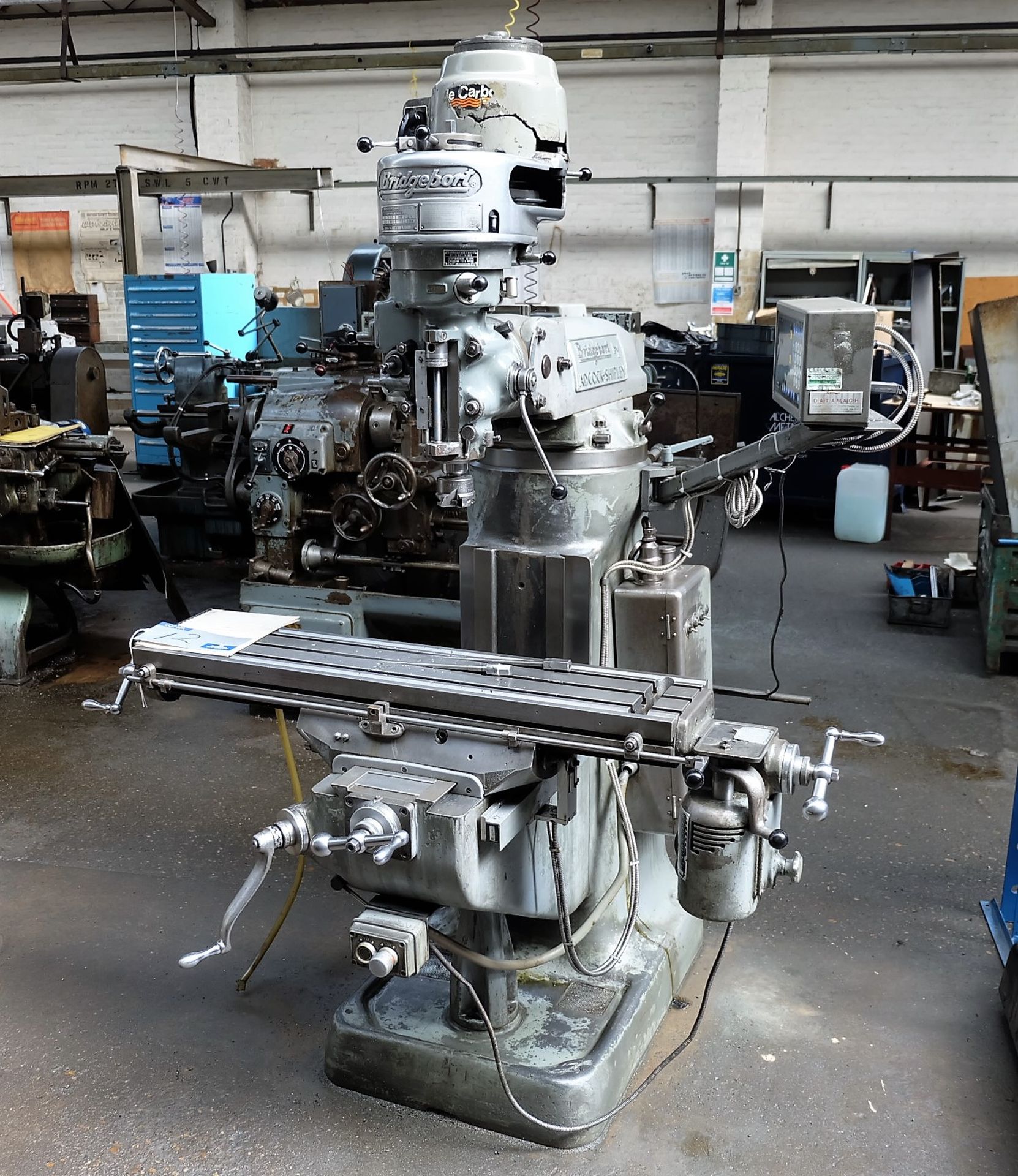 A Bridgeport BRJ Vertical Turret Head Milling Machine, 42in x 9in table with Mitutoyo 2 axis Digital - Image 2 of 5