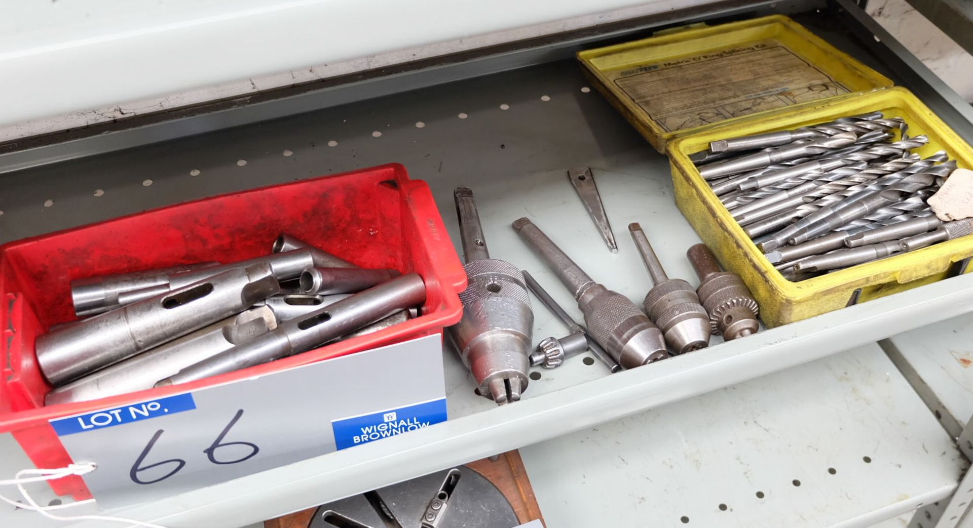 Assorted Morse Taper Shanks with Chucks and Drills.