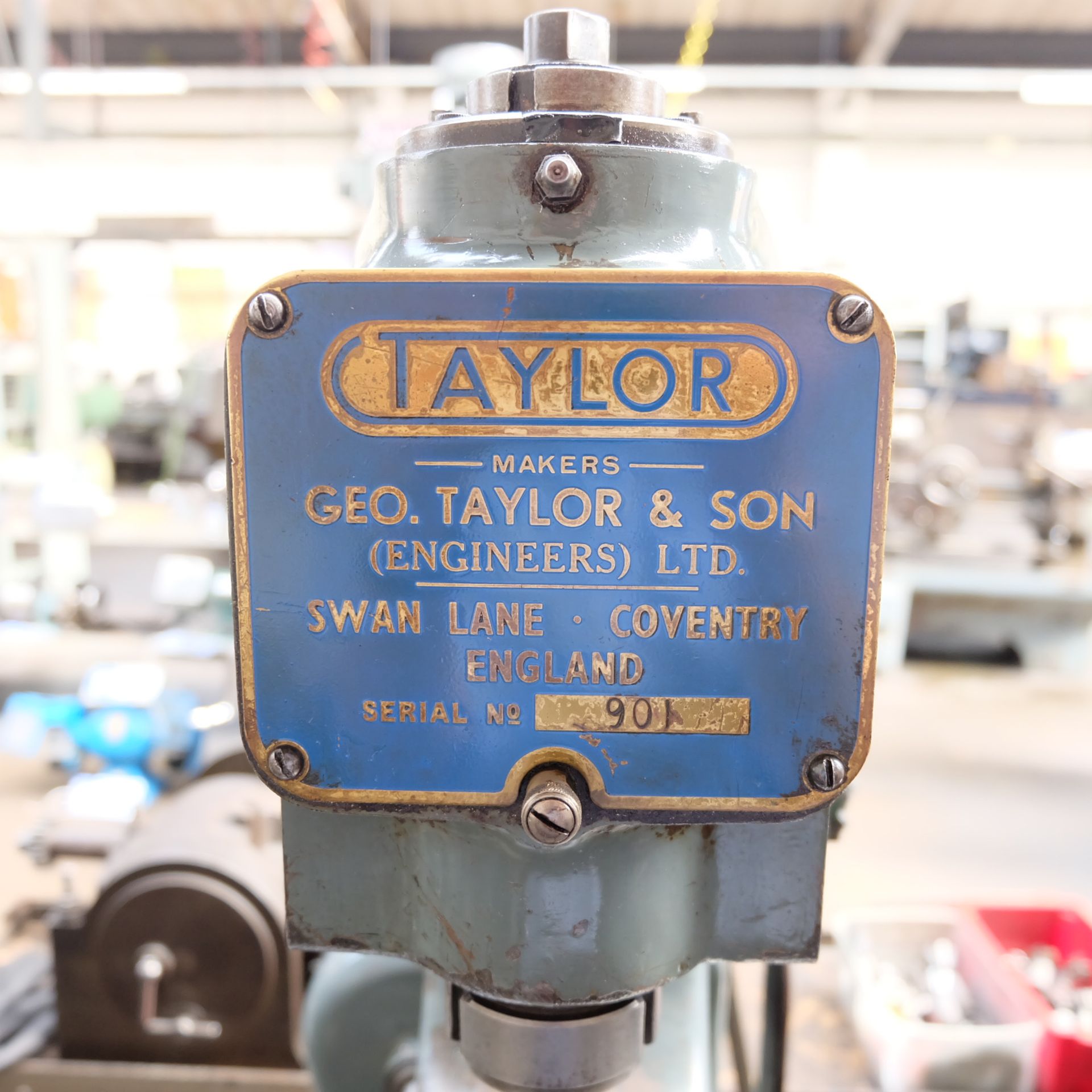 A Geo. Taylor Vertical Milling Machine No.901 with tooling, 17.5in x 5.75in table. - Image 2 of 4