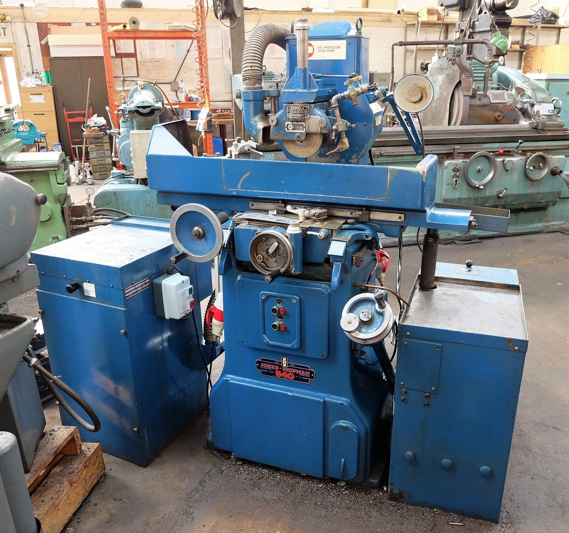 A Jones and Shipman 540 Surface Grinding Machine: 6in x 18in with coolant and extraction.