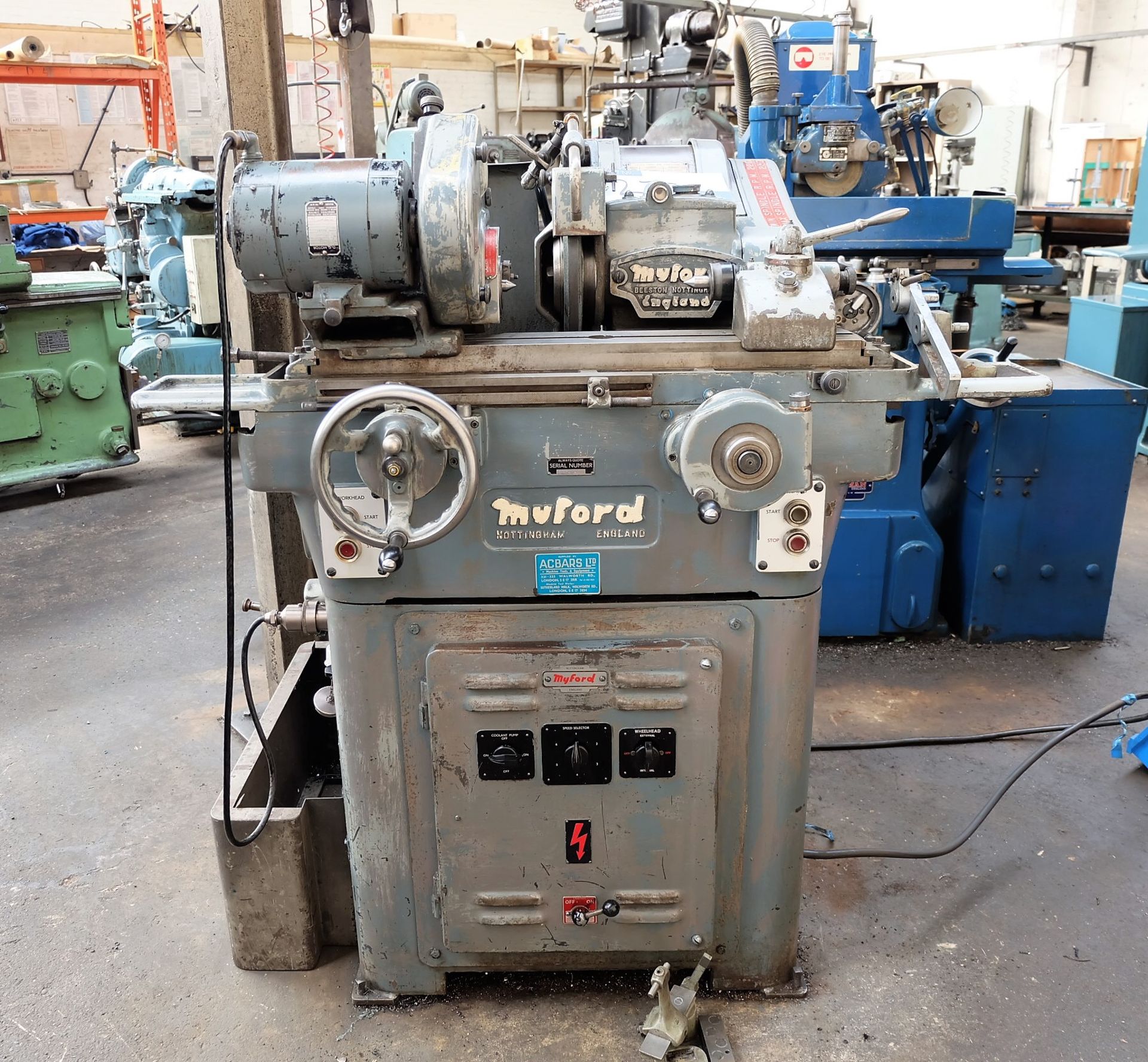 A Myford MG12 Cylindrical Grinding Machine: 5in swing x 12in centres.