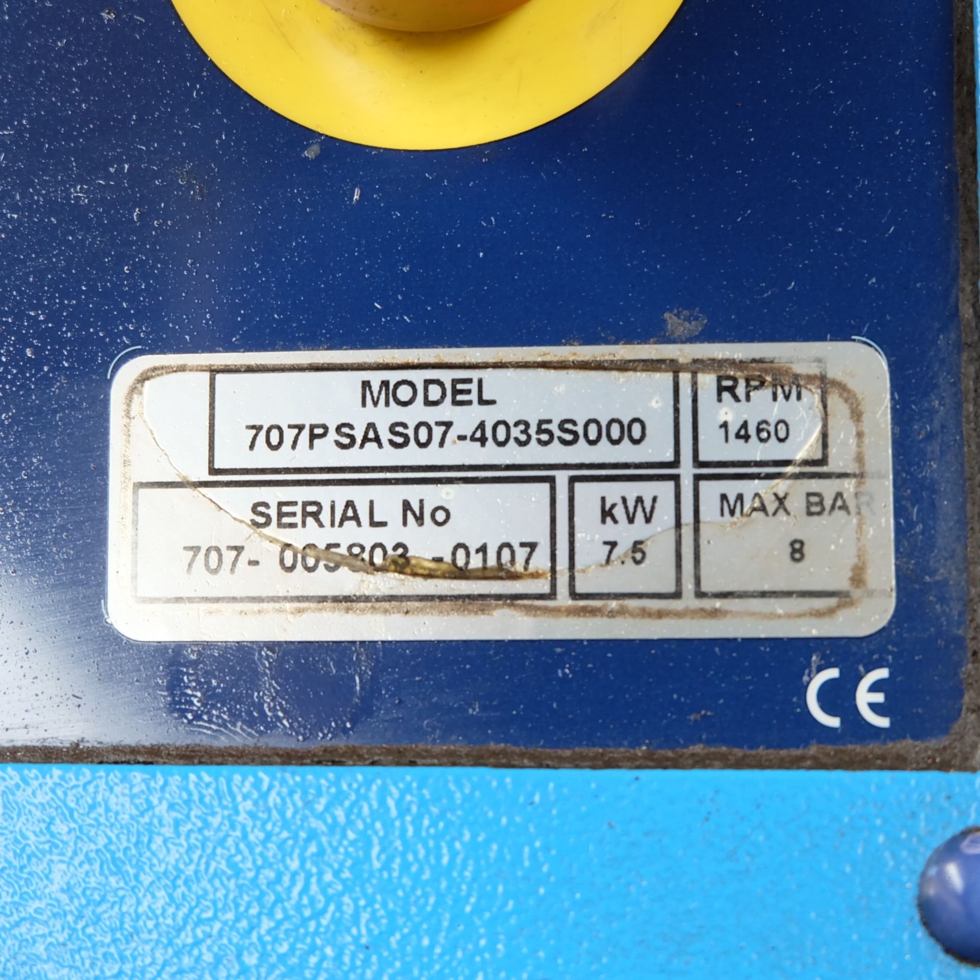 A CompAir V07 Model 707PSAS07-4035S000 Rotary Air Compressor No.707-005803-0107, 1460rpm, 7.5kW with - Image 4 of 5