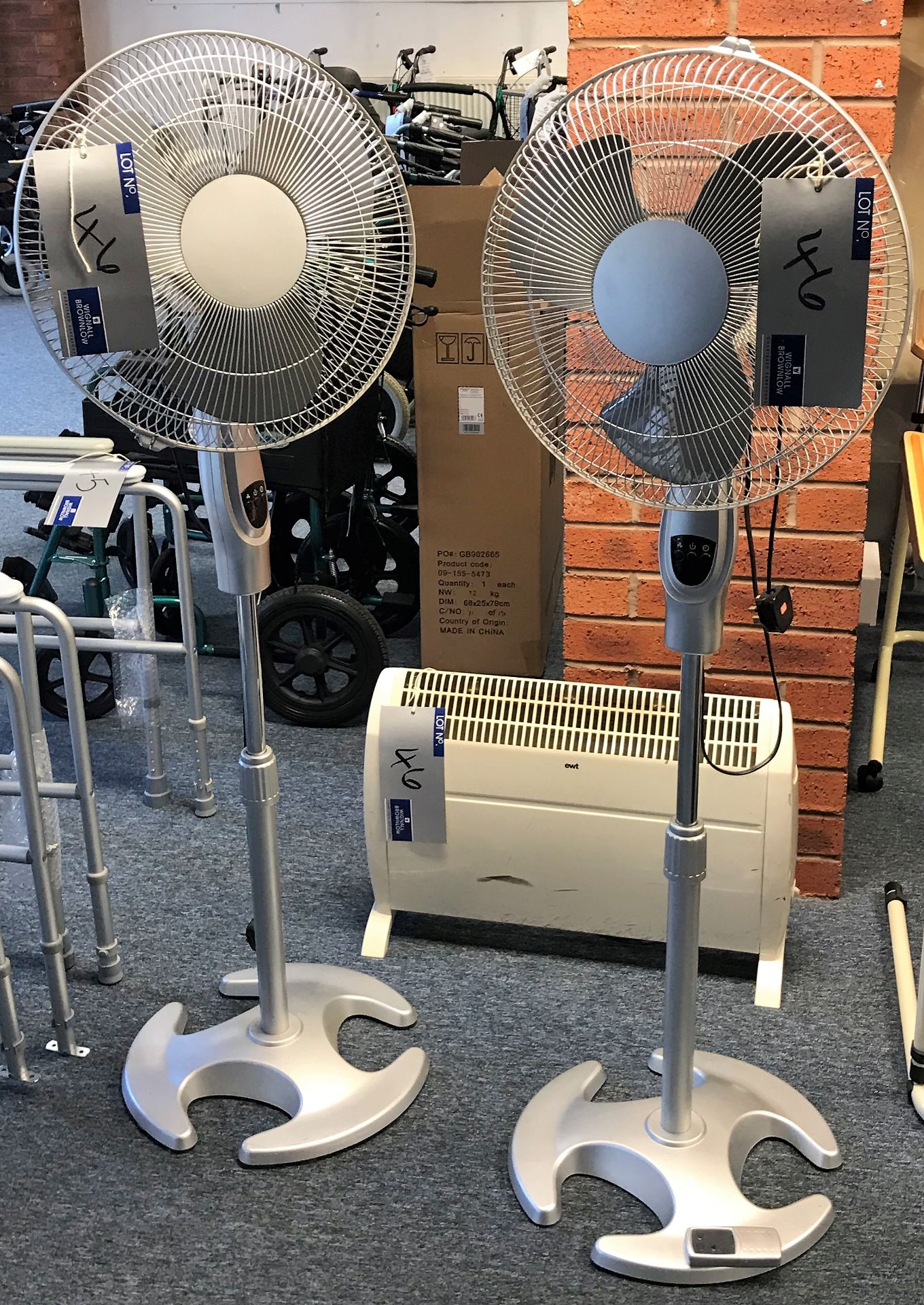 2 B and Q 40cm Pedestal Fans with ewt Electric Heater.