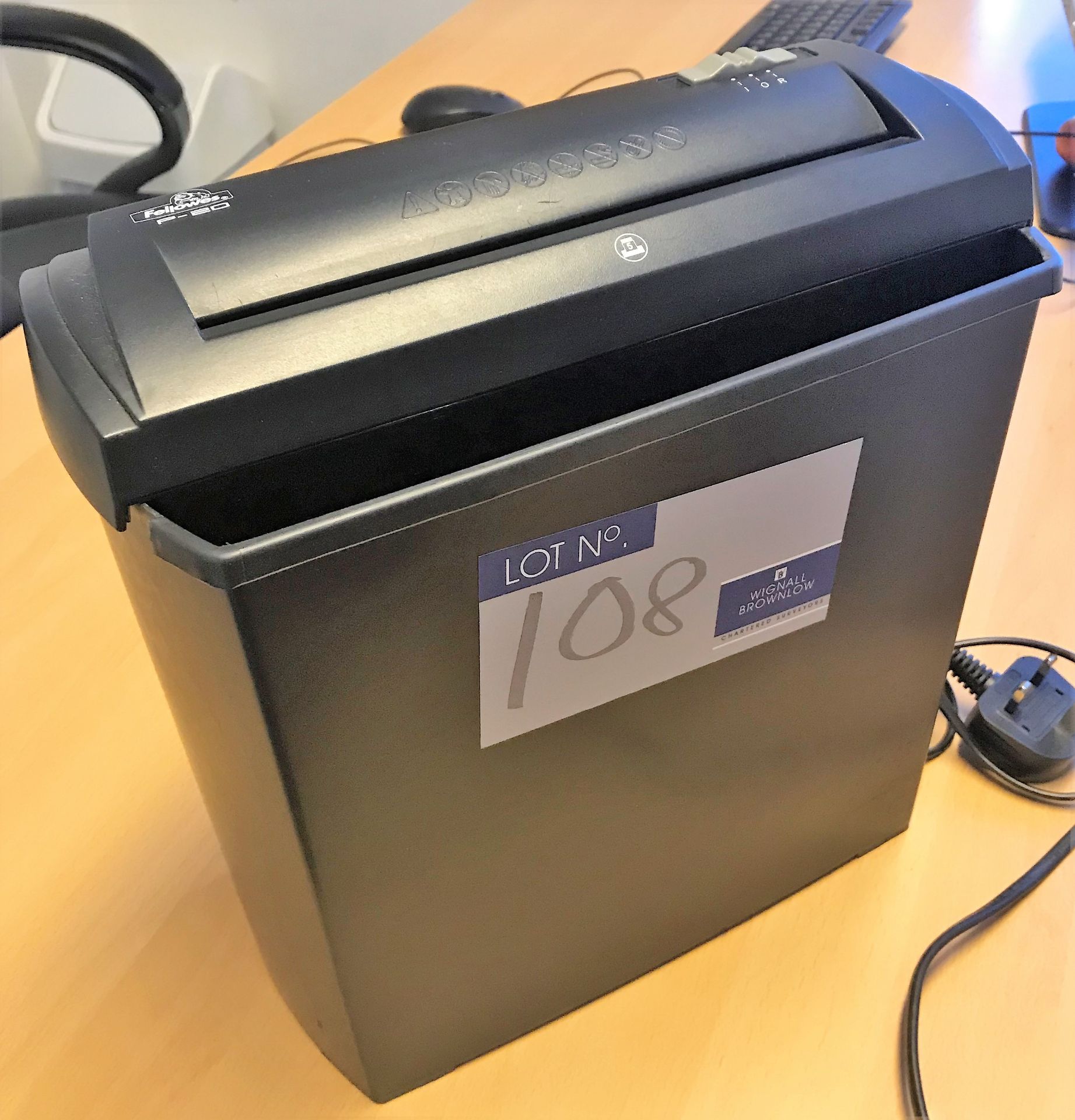 A Fellowes P-20 Document Shredder.