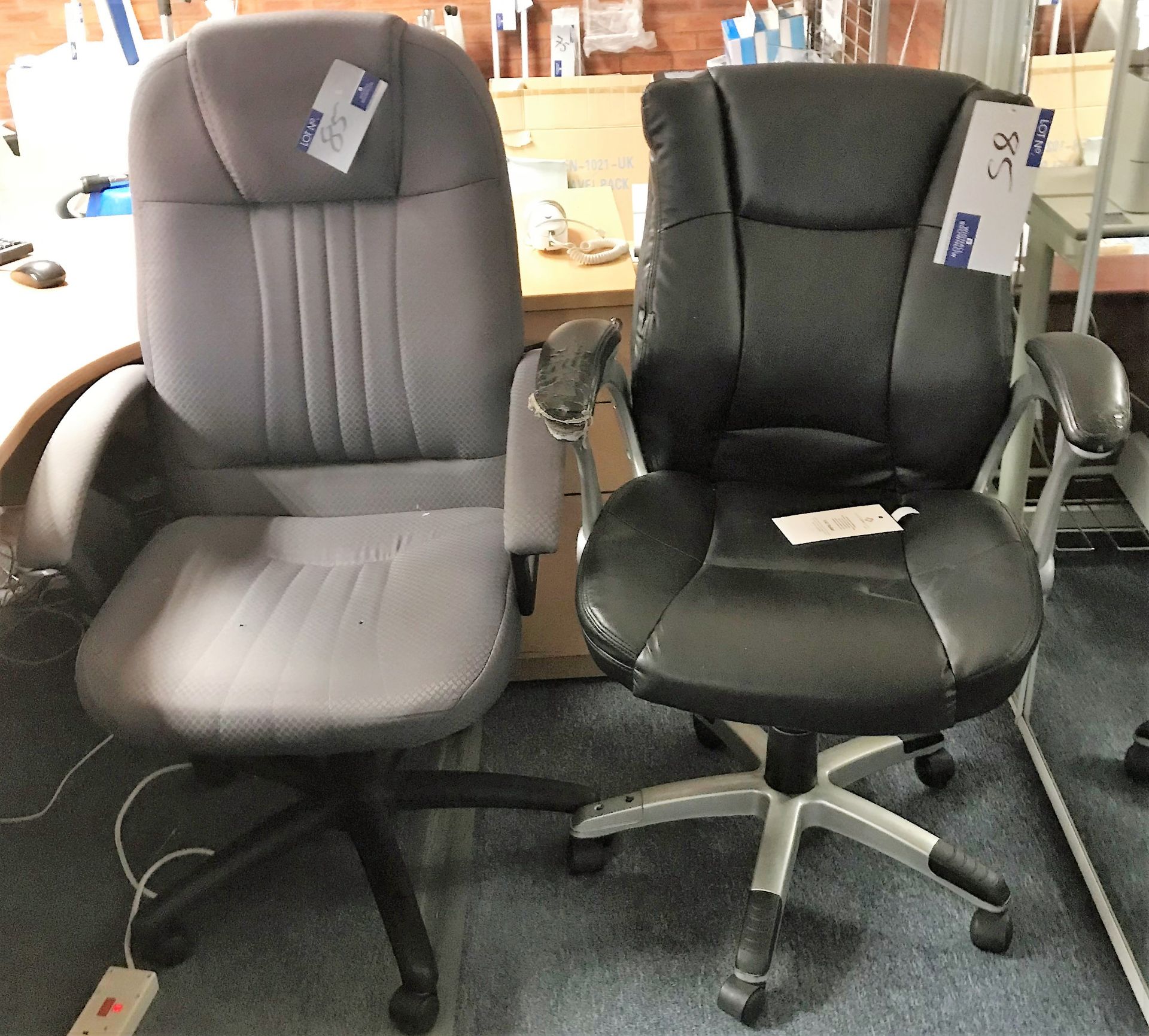 2 High Back Swivel Armchairs.