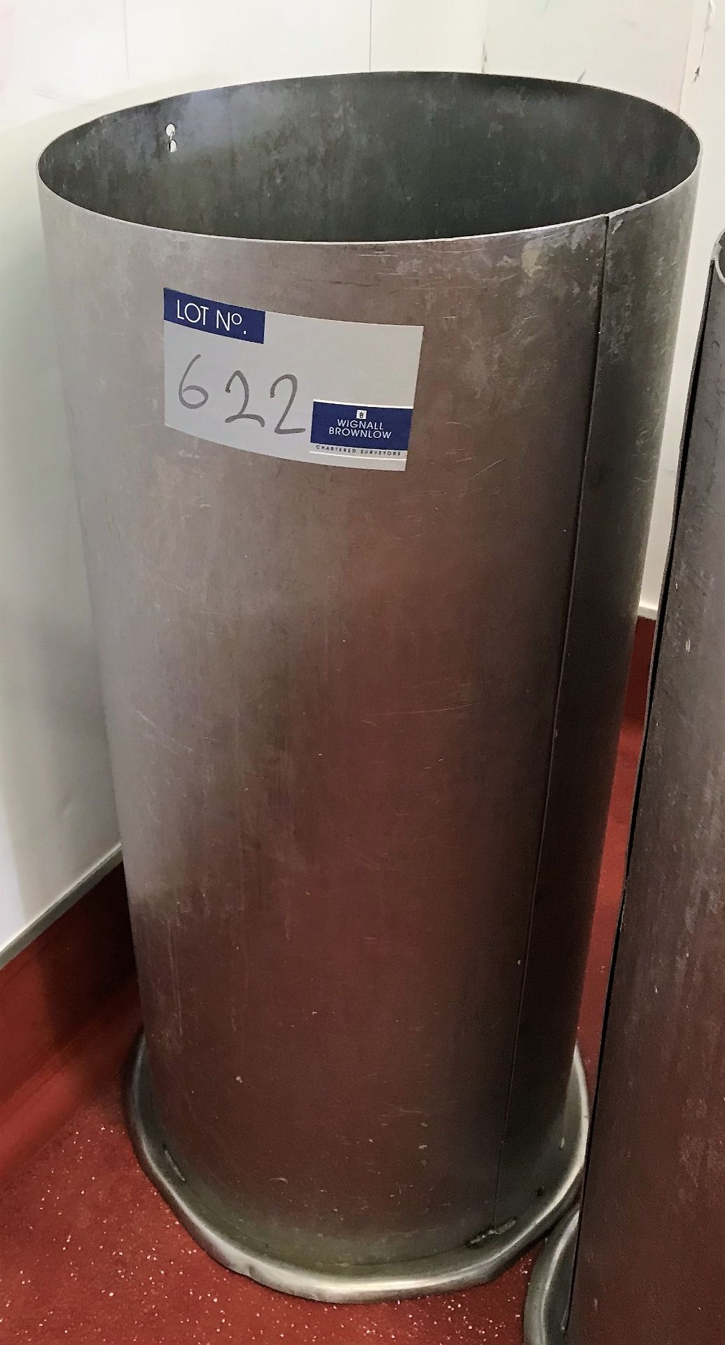 A Stainless Steel Waste Bag Tube, 350mm dia x 800mm h (Cornford Road, Blackpool).