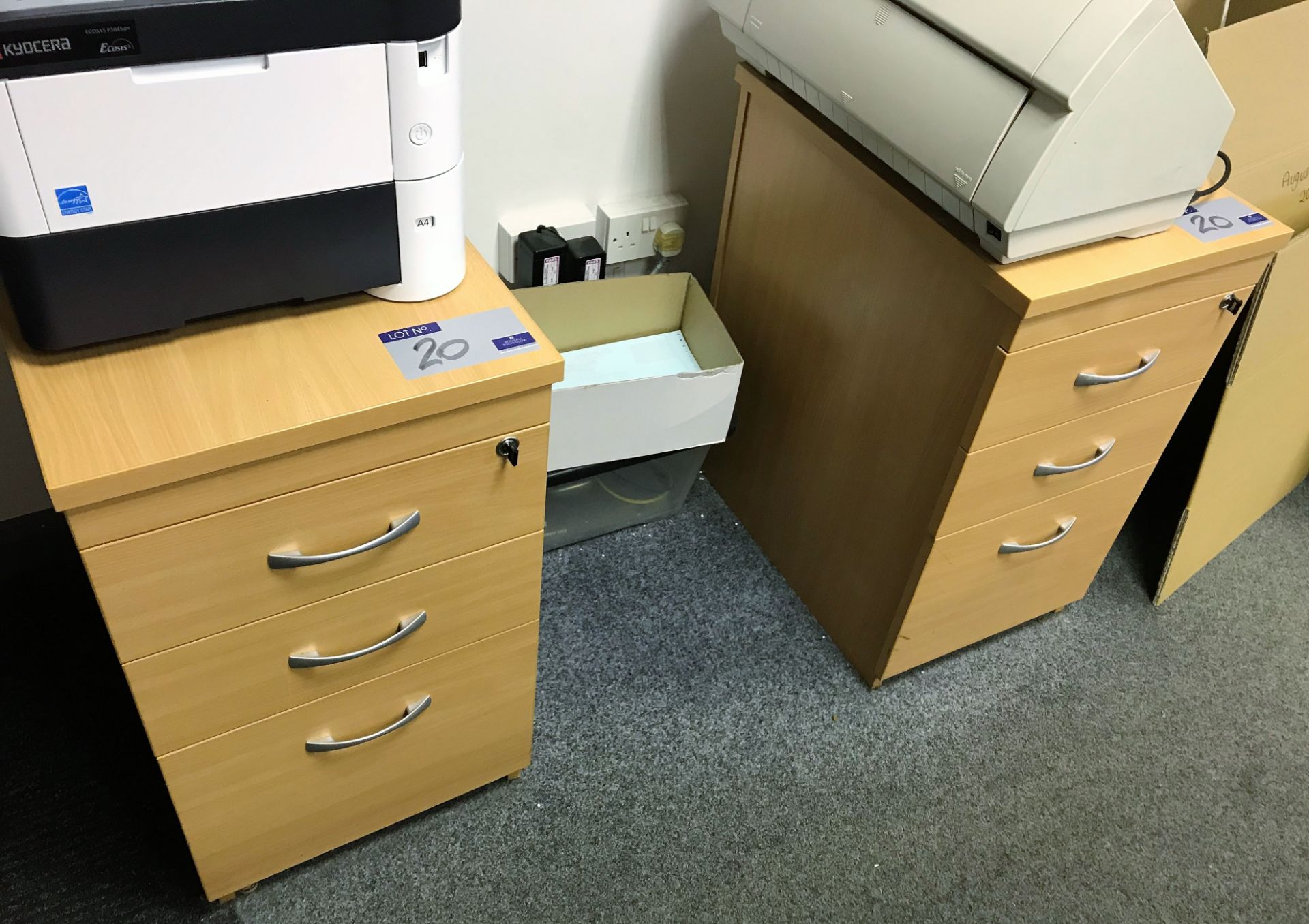 2 Beech Veneer 3 drawer Filing Pedestals (Normanto