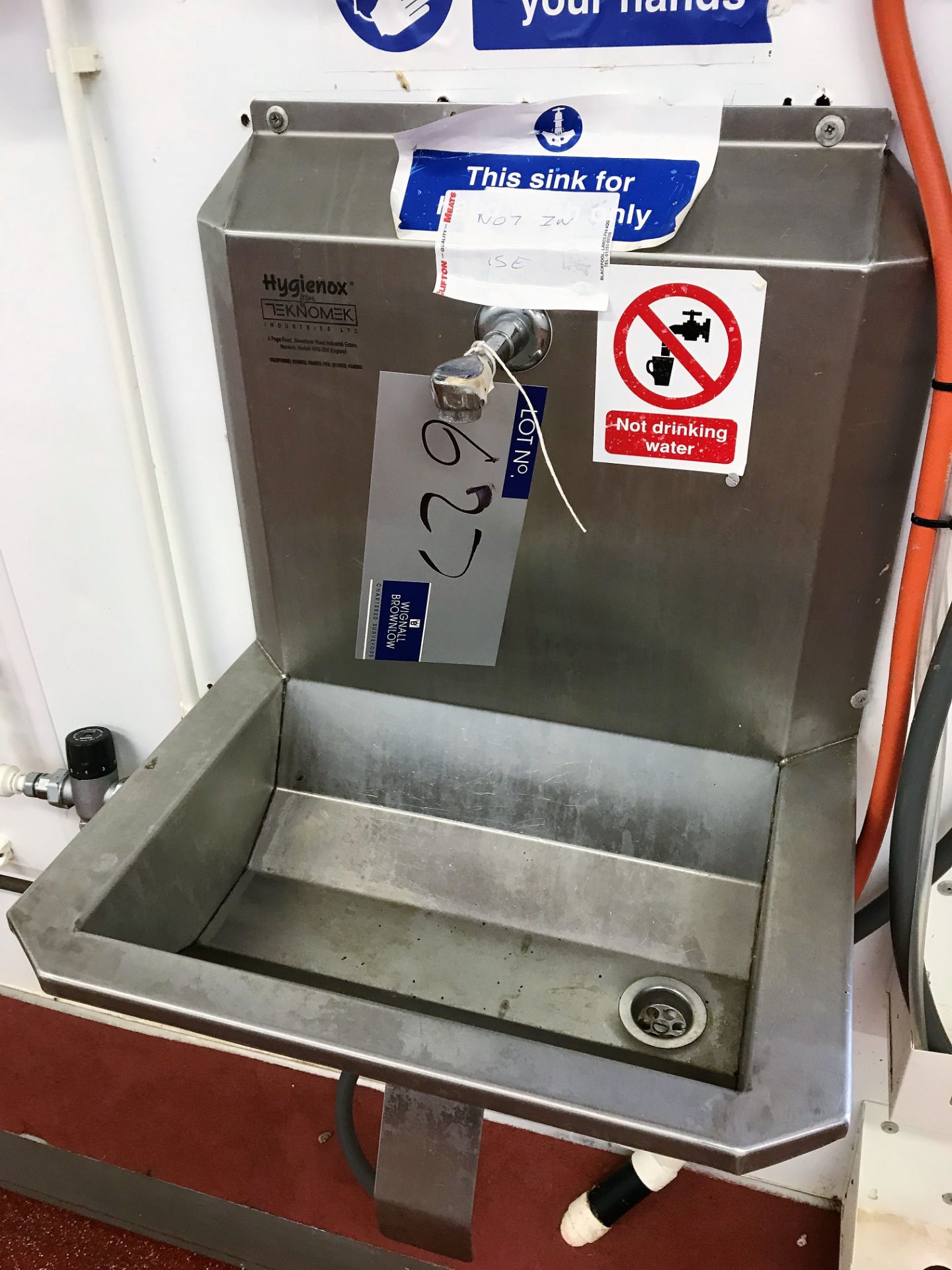 A Teknomek Hygienox Stainless Steel Knee Operated Scrub Sink (Cornford Road, Blackpool).