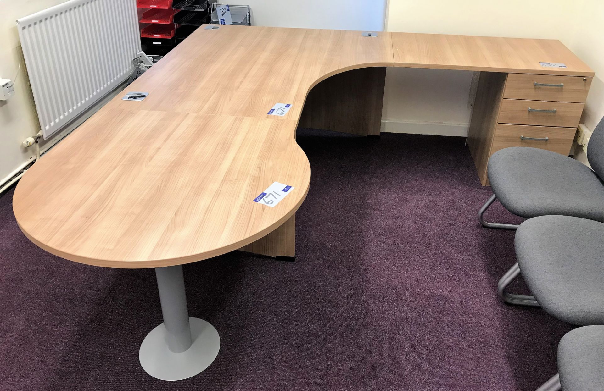 A Grained Wood Veneer Executive Workstation with Matching Desk (Cornford Road, Blackpool).