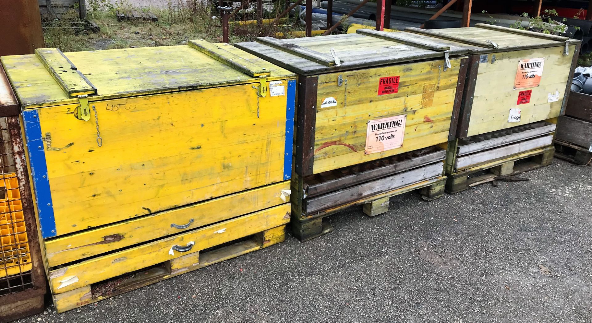3 Timber Storage Chests, 1200 x 800 x 1000mm h with Contents-mainly pipe fittings.