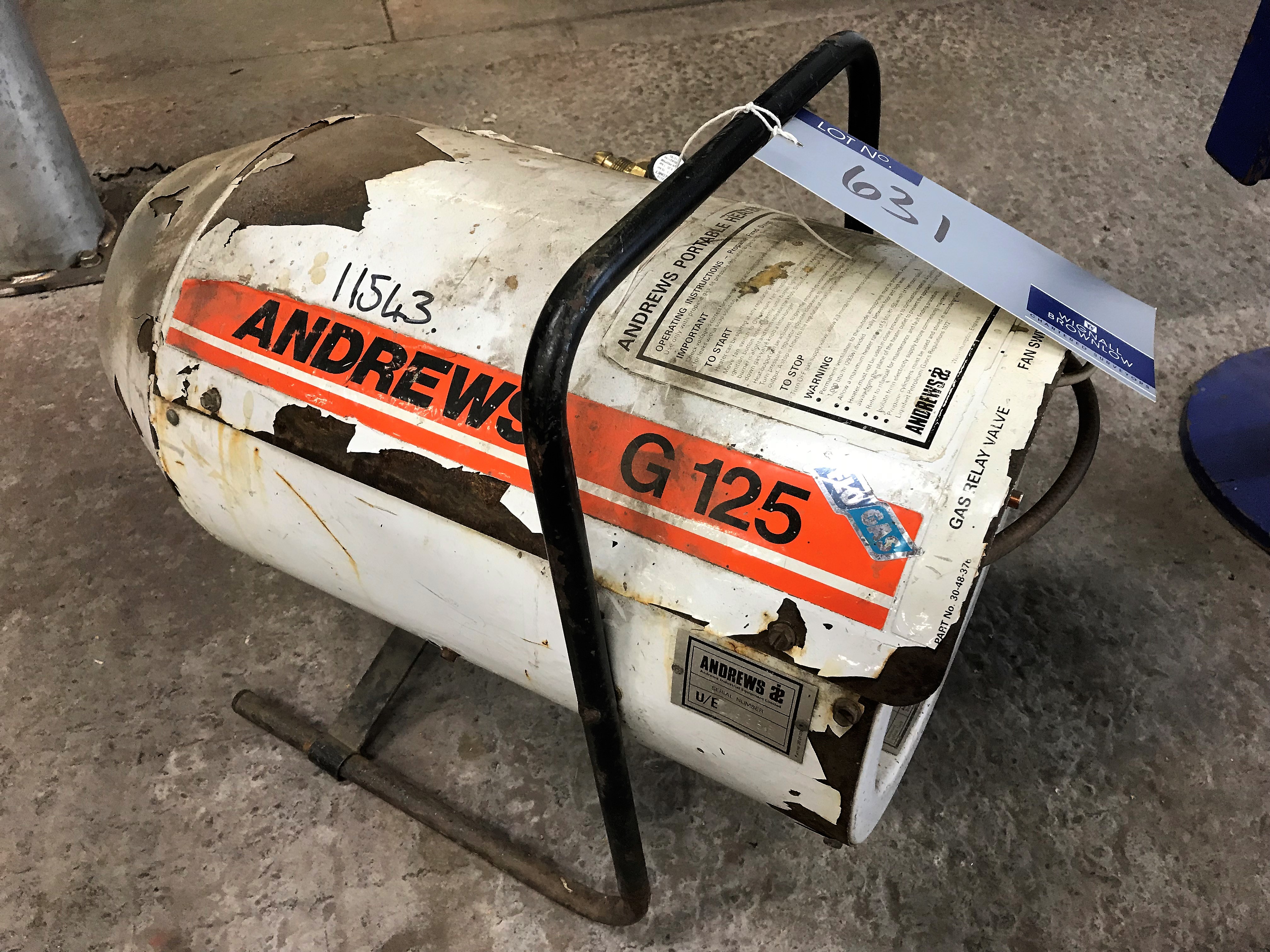 Lotto 631 - An Andrews G125 Portable Gas Fired Heater, 240v.