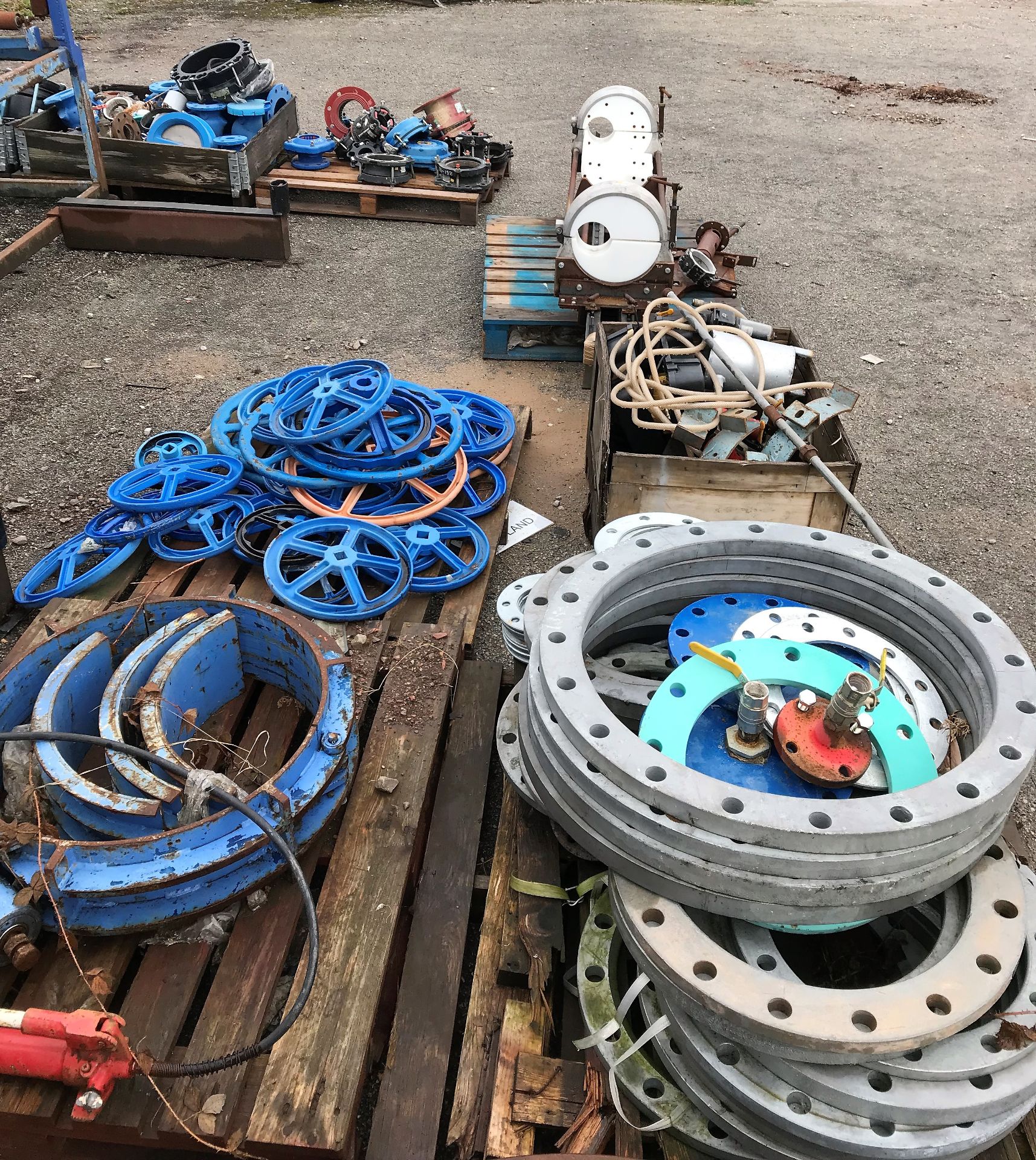 A Miscellaneous Lot of Backing Rings, Re-rounding Clamps, Fly Wheels and Sundry Equipment on 9