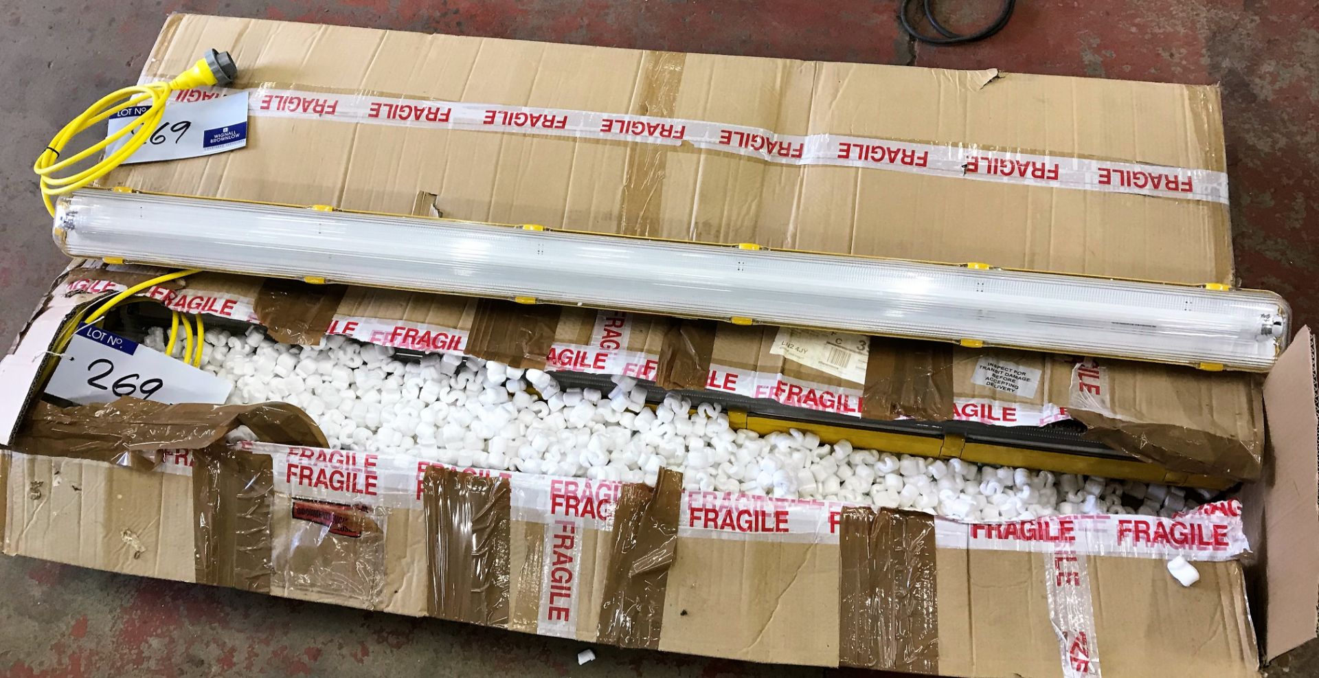 6 Blakley Higher Power T8 1X58W 5ft Fluorescent Site Lights, 110v (boxed as new).