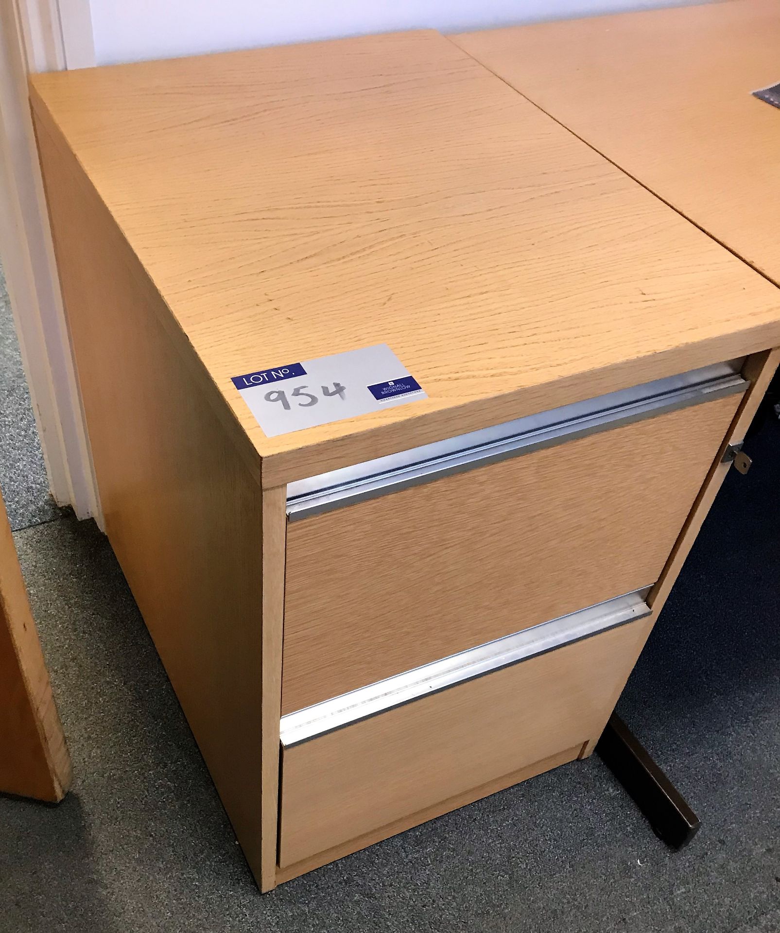 A Light Oak Veneer 2 drawer Filing Cabinet.