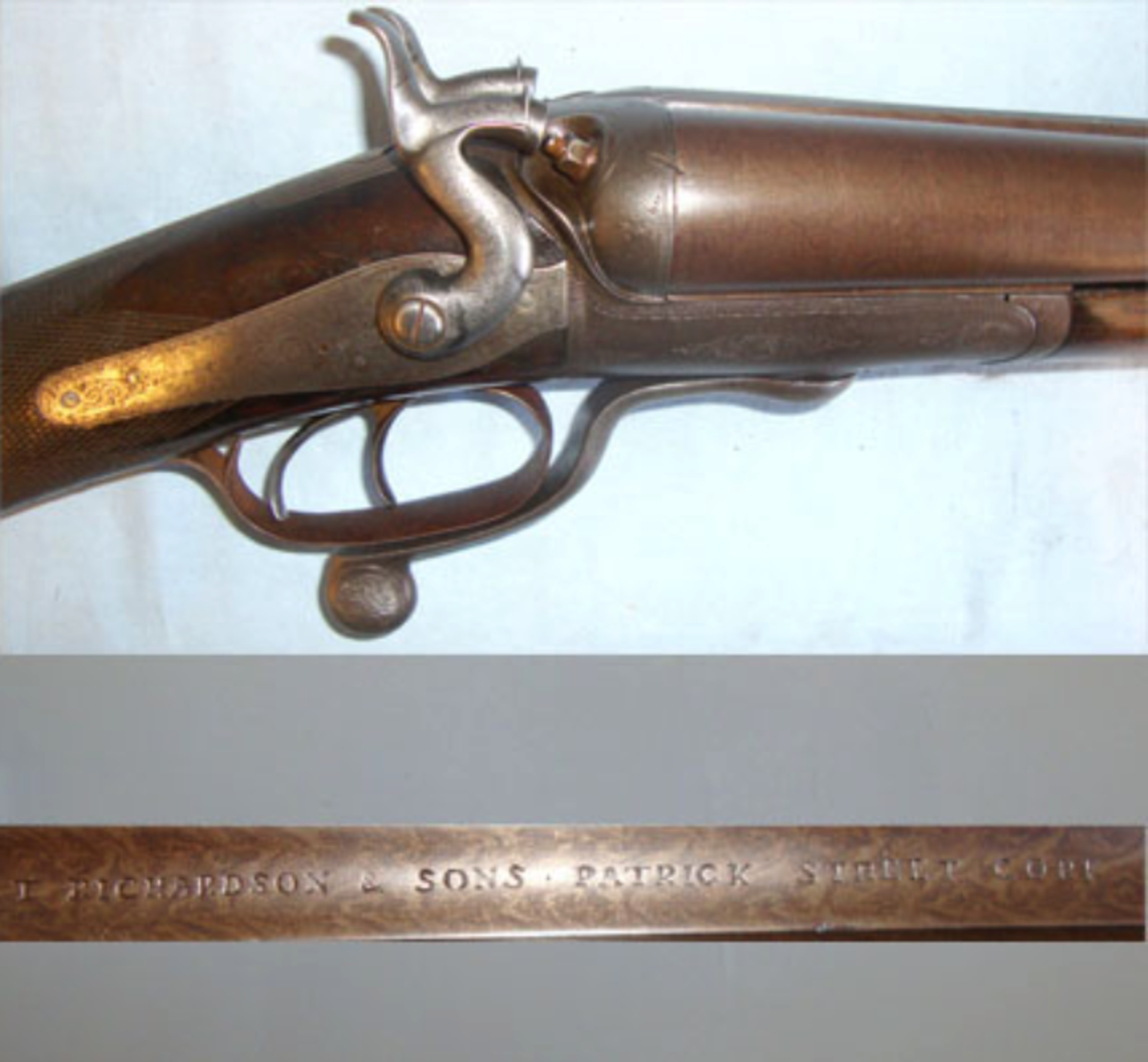 QUALITY Irish Double 8 Bore Breech Loading Wildfowling Shotgun, 1863-1875 T. Richardson & Sons, - Image 2 of 3