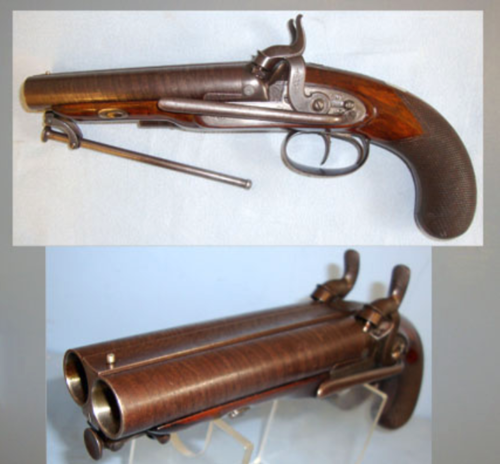 BEST QUALITY, C1860 English Victorian Westley Richards London Double Damascus Barrelled Pistol - Image 3 of 3